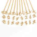 Allanales cursiva a ~ z 26 letras collares de plata de oro